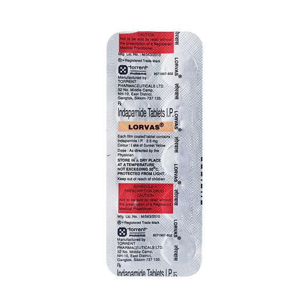 Lozol Generic - Lorvas 2.5 Mg (Indapamide 2.5mg)